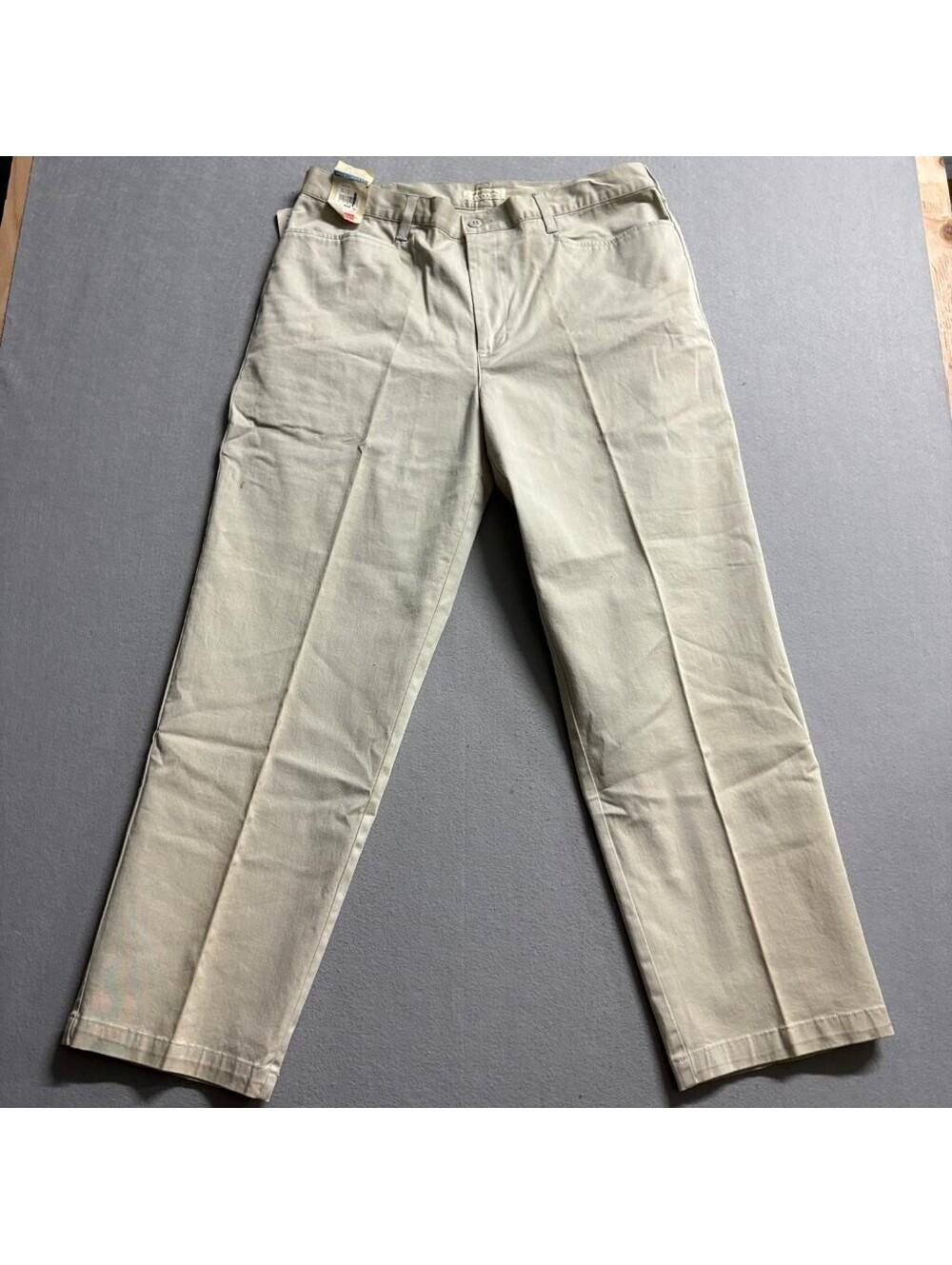 Merona Stretch Chino Pants Mens 38x30 Stone Beige Cotton Lycra Flat Front NWT